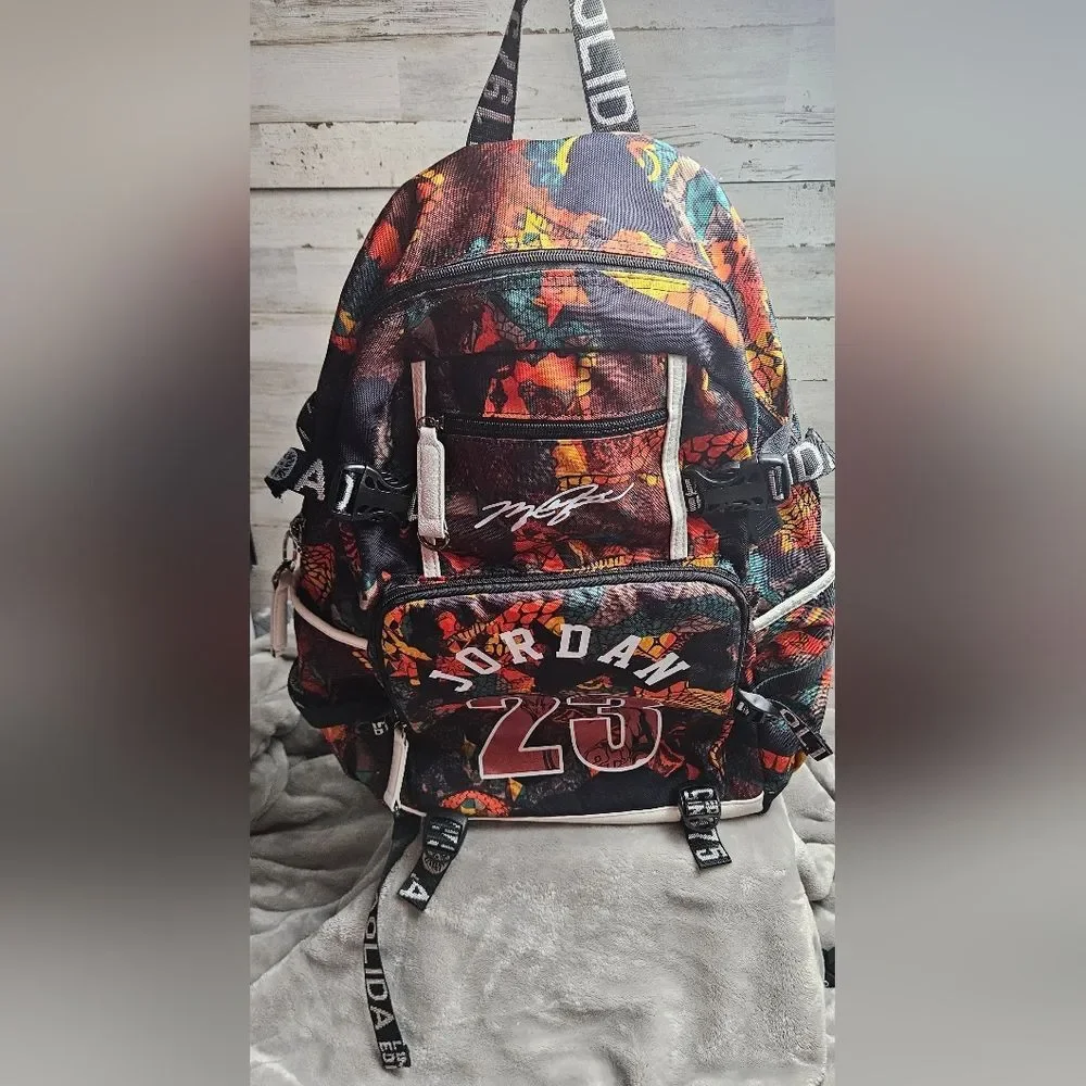 Colorful Graphic Streetwear Backpack – Bold 23 Print, Multi Pocket, Unisex